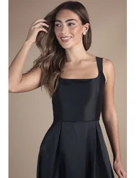 فستان تويل بياقة سكووب - 1