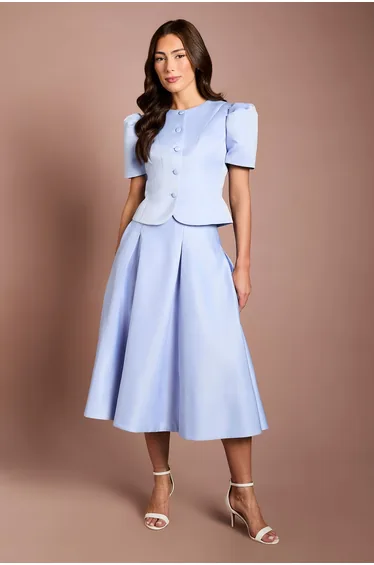 Short Sleeve Button Through Fitted Jacket