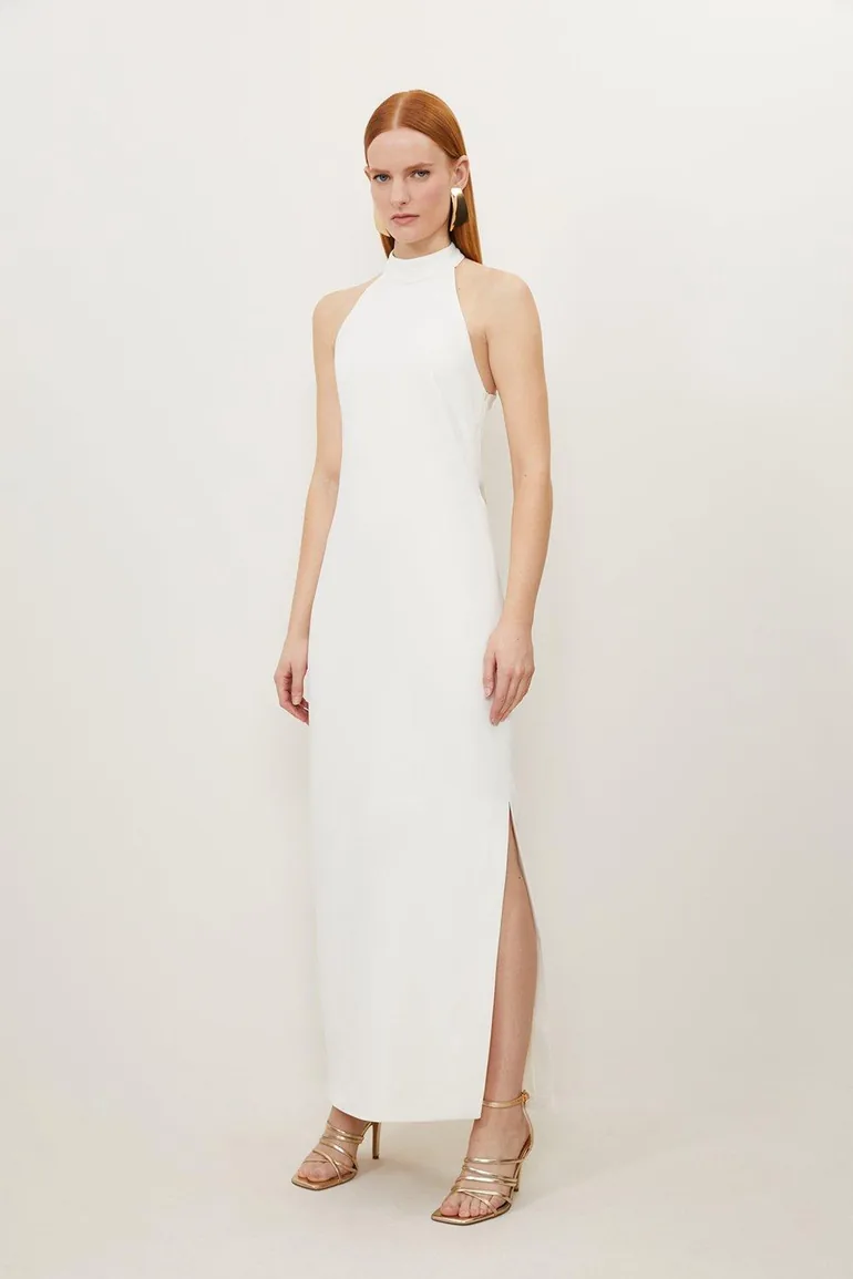 Shop Fluid Tailored Halterneck Open Back Maxi Dress Online in Qatar Shop Fluid Tailored Halterneck Open Back Maxi Dress Online in Qatar