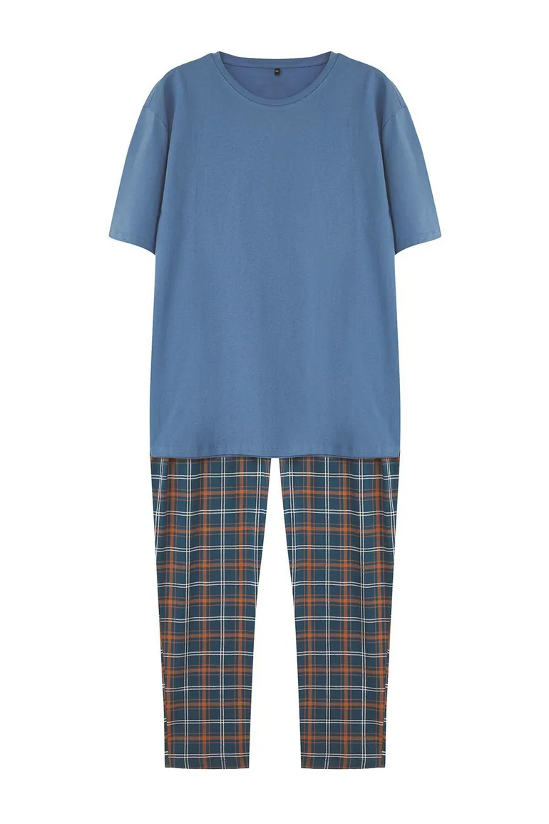 Pajama Set - Dark blue - Plaid - 4