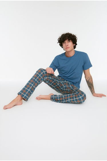 Pajama Set - Dark blue - Plaid