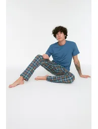 Pajama Set - Dark blue - Plaid