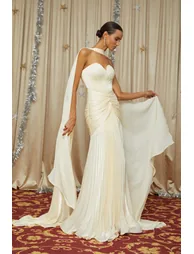 Roxane Yellow Cinched Waist Ruched Maxi Dress - 7