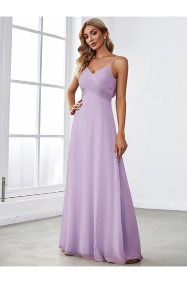 ever NOVA|Criss-Cross V-Neck Chiffon Backless A-Line Bridesmaid Dress