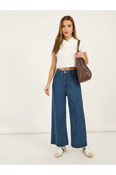 Mid Rise Wide Leg Stretchable Jeans
