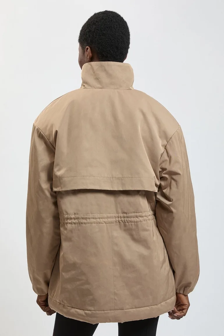 Padded Cinched Trench Coat - 1