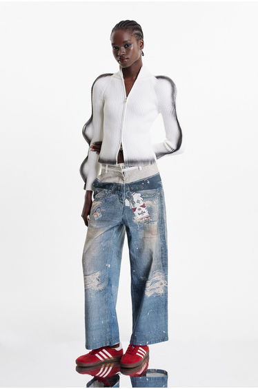 Birdie Deconstruct Print Barrel Jeans