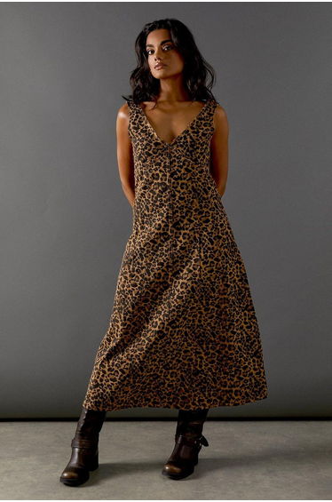 Animal Denim Seam Detail Sleeveless Dress