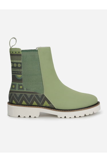 Green Comfortable Lightweight Printed Boots