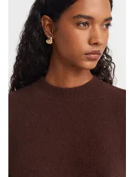 Dilvin Women's Solid Crew Neck Ribbed Sweater - 3