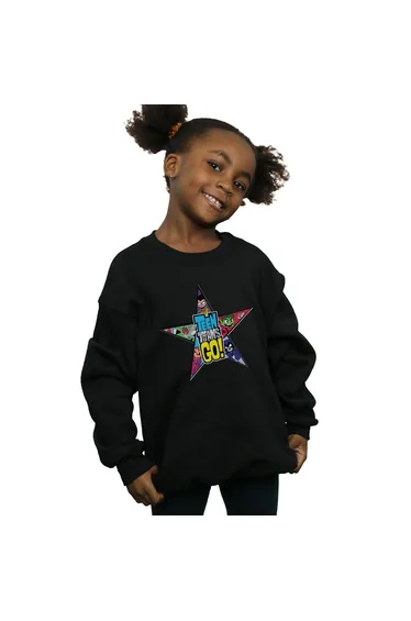 DC Comics Girls Teen Titans Go Star Logo Sweatshirt - Black