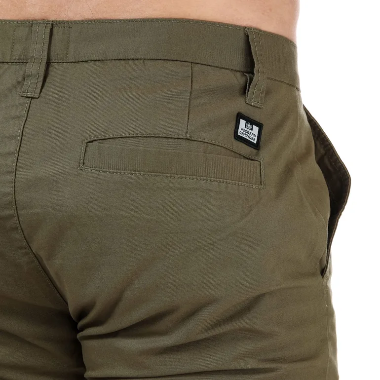 Men's Weekend Offender Dillenger Cotton Twill Chino Shorts in Green - 5