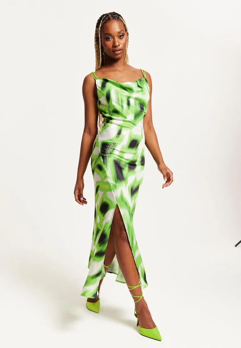 Women's Midi Dress with Slit Front.