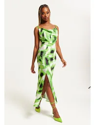 Women's Midi Dress with Slit Front.