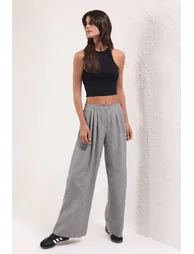Grey Wide Leg/Wide Leg Woven Trousers - 1