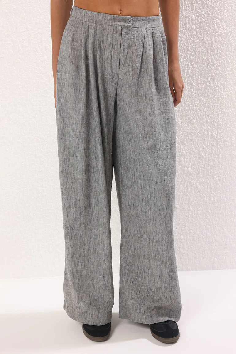 Grey Wide Leg/Wide Leg Woven Trousers - 2