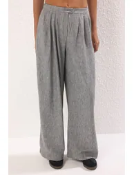 Grey Wide Leg/Wide Leg Woven Trousers - 2