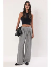 Grey Wide Leg/Wide Leg Woven Trousers