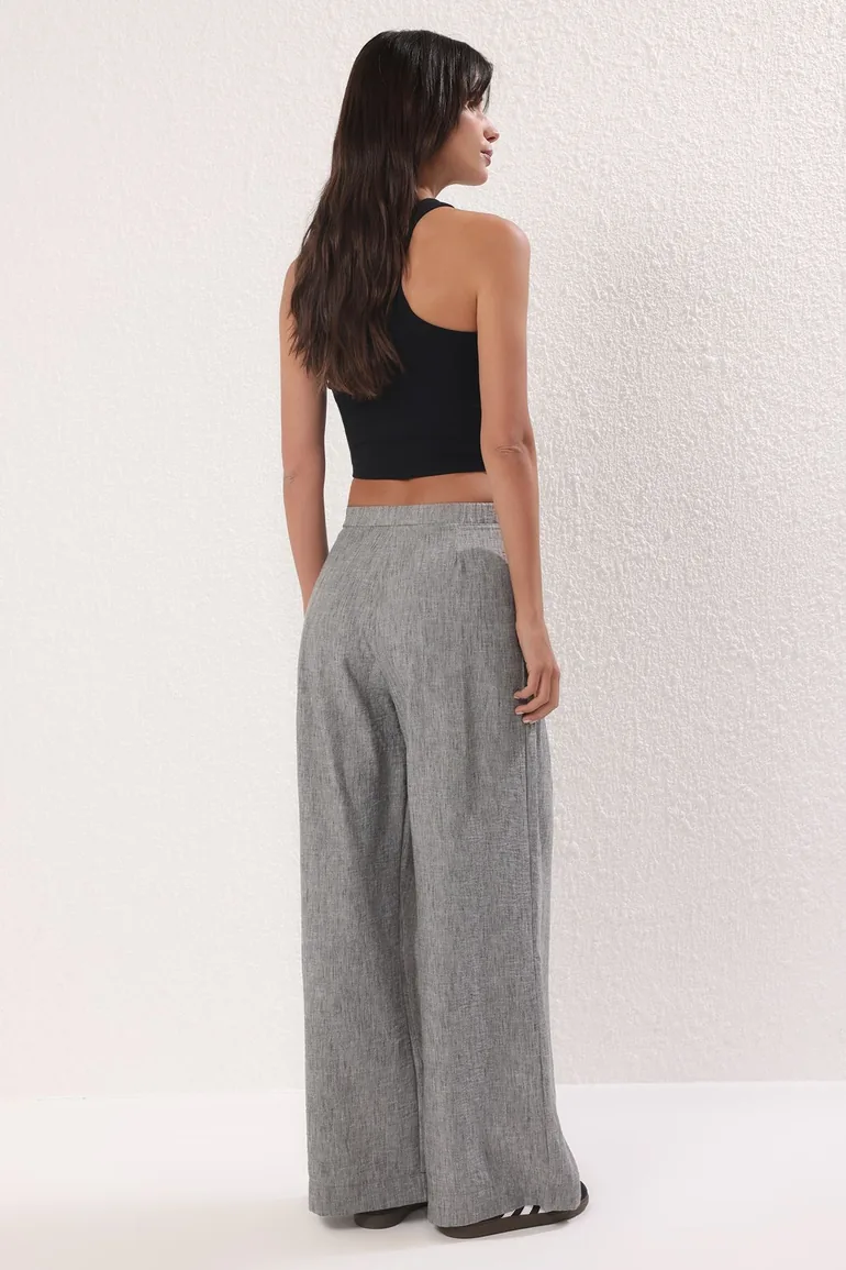 Grey Wide Leg/Wide Leg Woven Trousers - 3