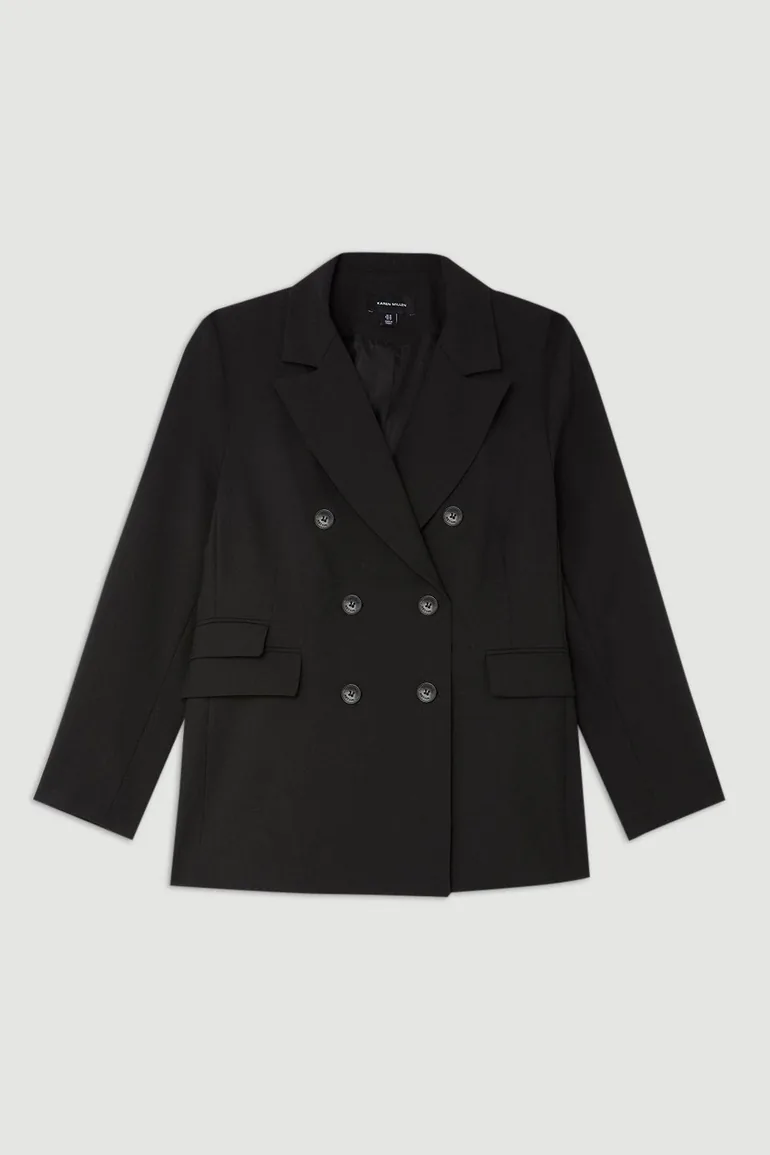 Plus Size Wool Blend Tailored Double Breasted Blazer - 3