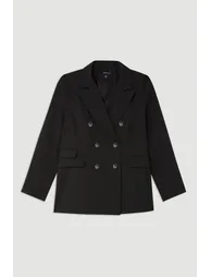 Plus Size Wool Blend Tailored Double Breasted Blazer - 3
