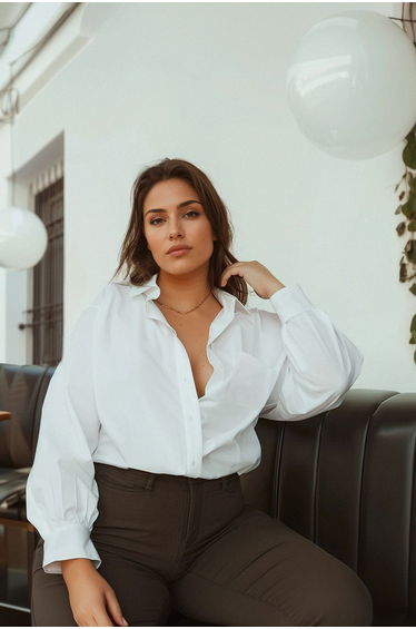 Plus Size Shirt - White - Regular fit