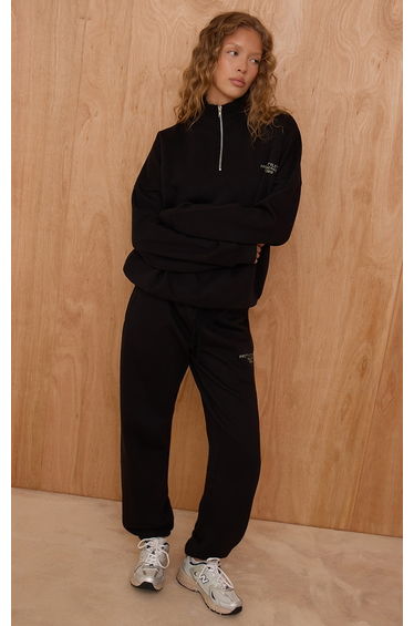 Black Prettylittlething Print Zip Front Hoodie