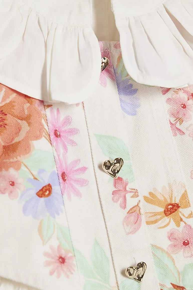Mini Girls White Floral 2in1 Shirt Dress - 2