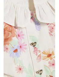 Mini Girls White Floral 2in1 Shirt Dress - 2