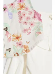 Mini Girls White Floral 2in1 Shirt Dress - 3