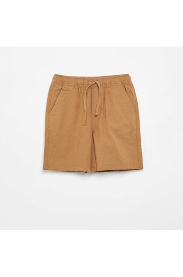 Lightweight Striped Linen Blend Shorts BEIGE