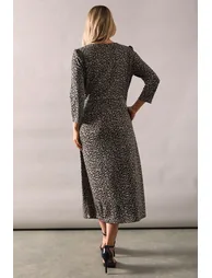 Tall Black Animal Jacquard Ponte Midi Dress - 2