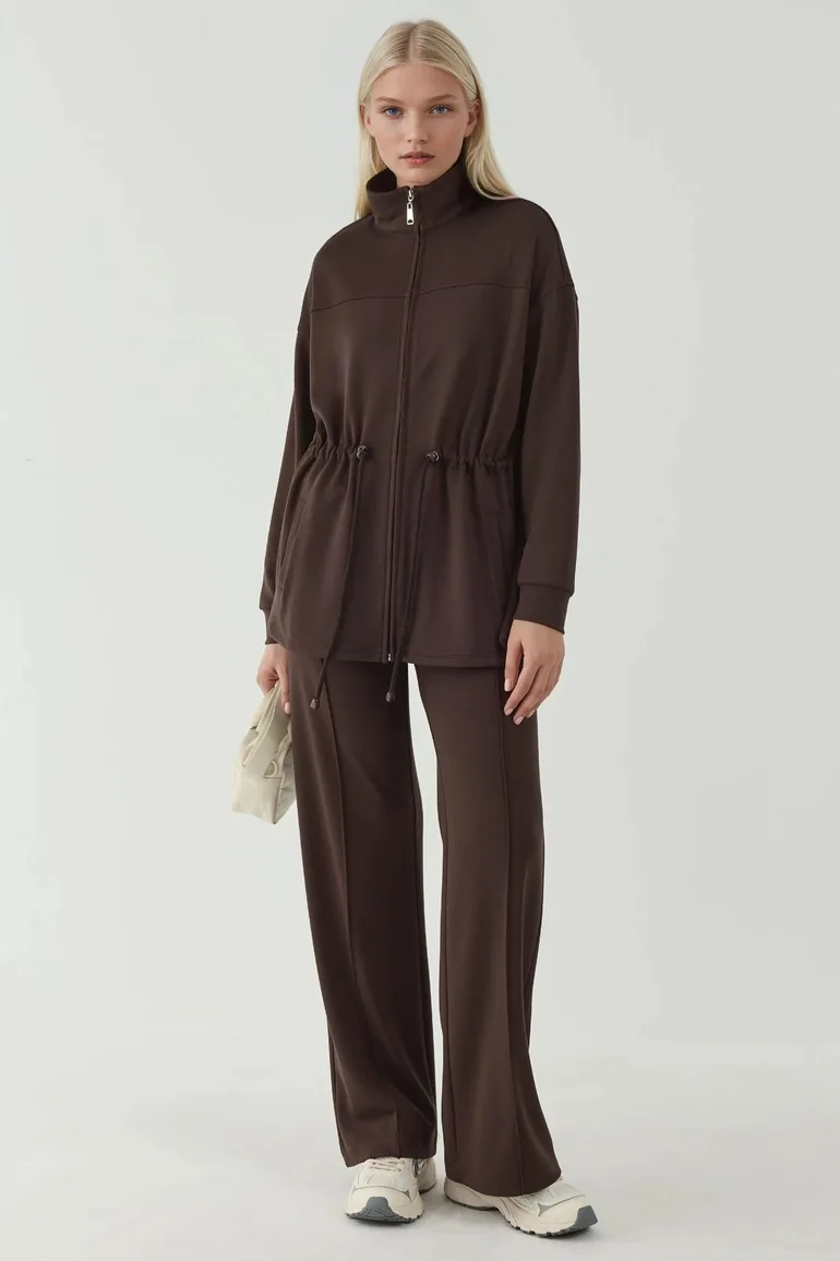 Modal Touch Long Jacket with Adjustable Waist