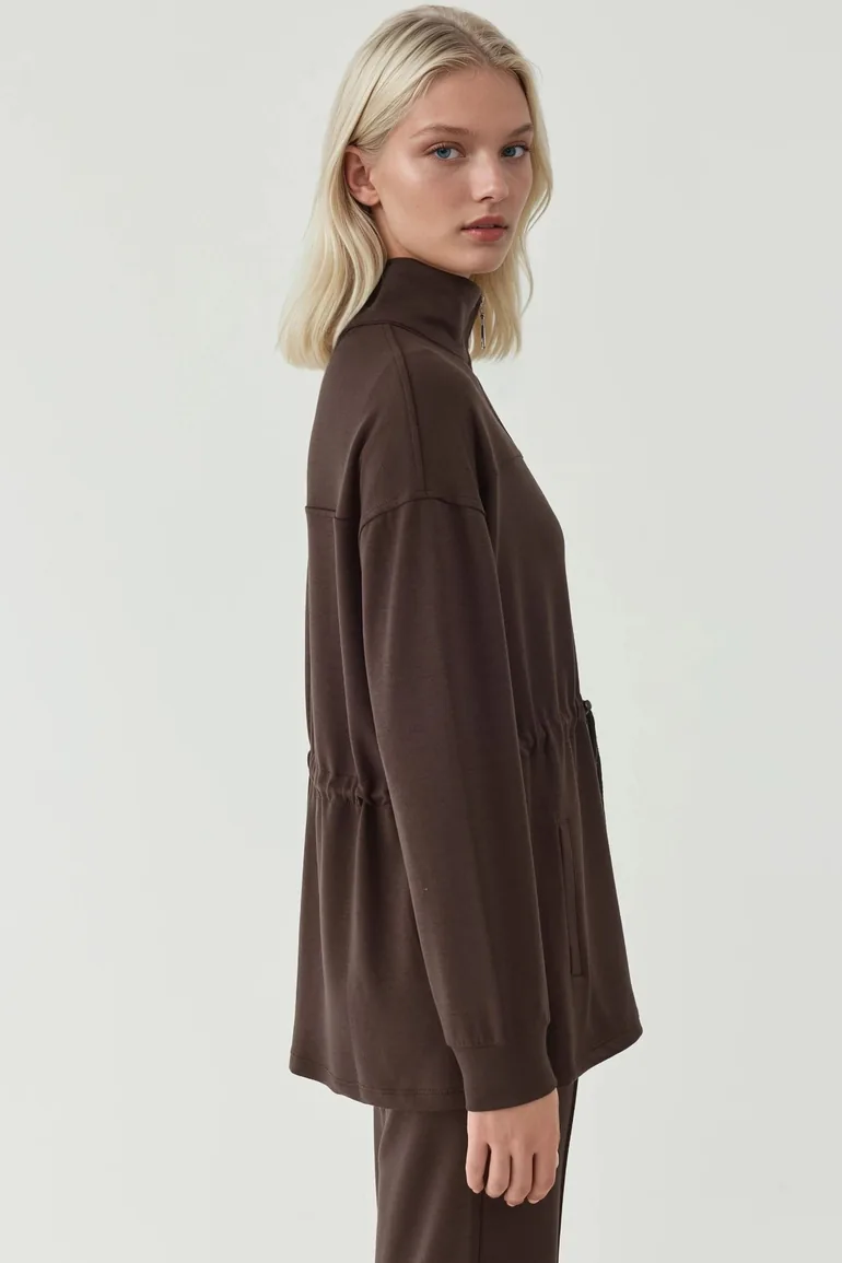 Modal Touch Long Jacket with Adjustable Waist - 3