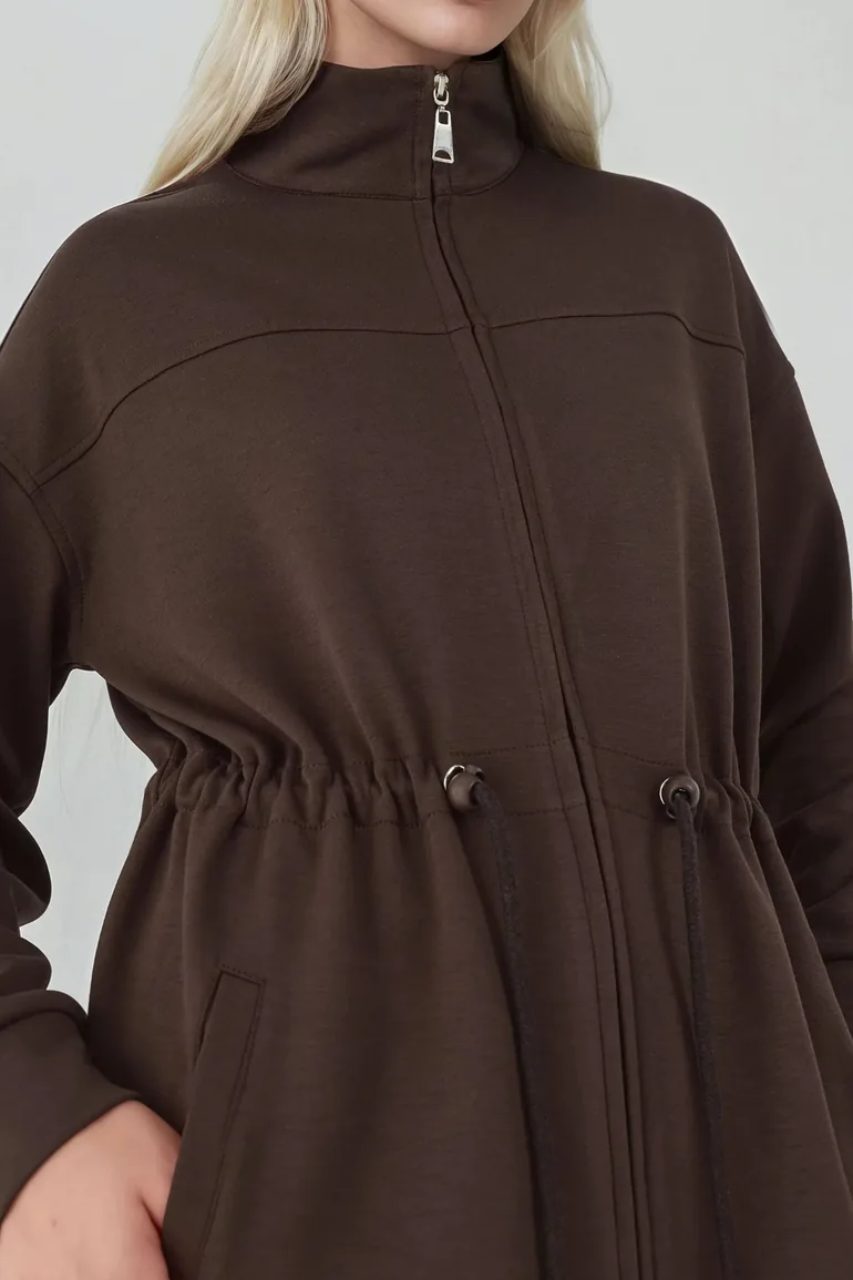 Modal Touch Long Jacket with Adjustable Waist - 4