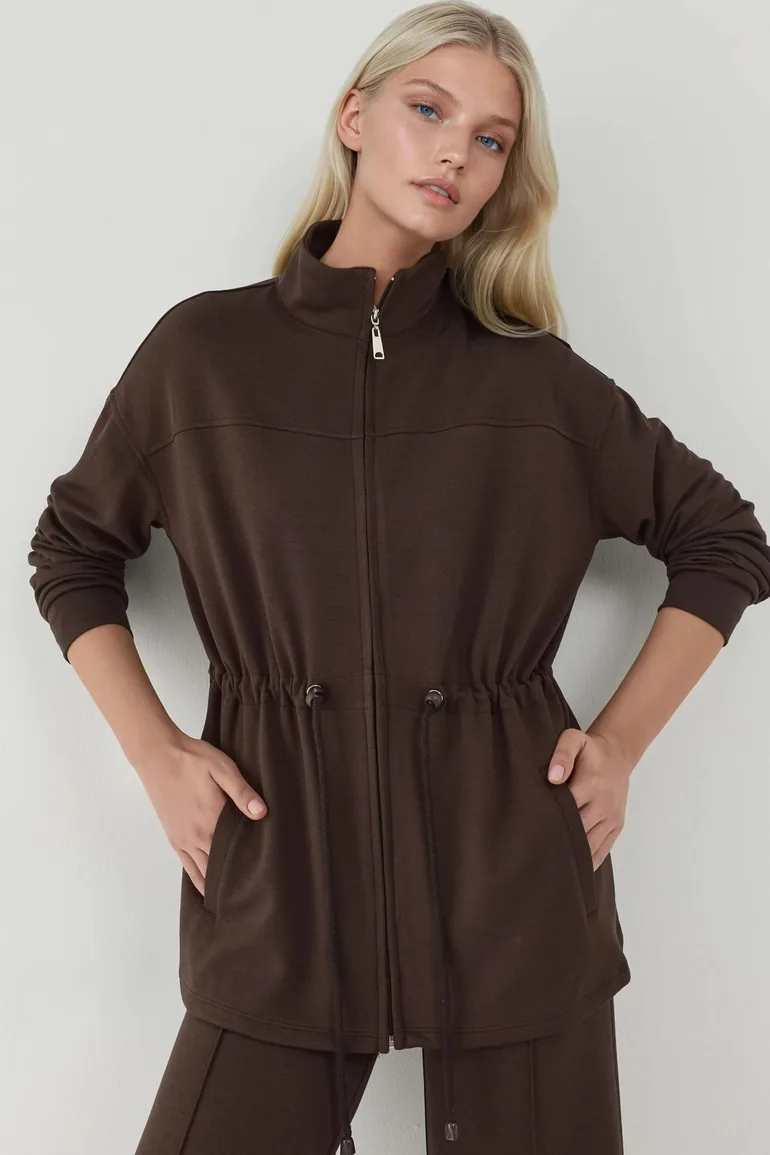 Modal Touch Long Jacket with Adjustable Waist - 5