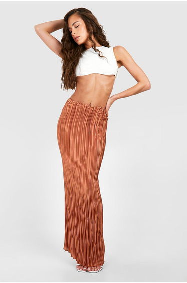 Premium Satin Plisse Maxi Skirt