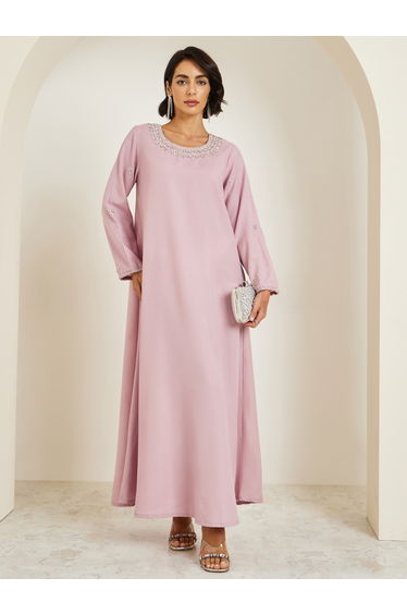 Women Pink Embellished A-Line Jalabiya