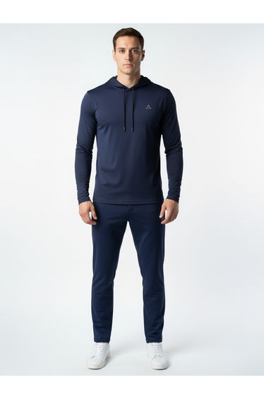 Men Navy Blue Long Sleeve Hoodie