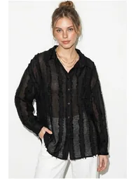 LUCCI Oversized Striped Woven Shirt - 2