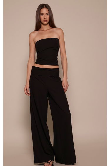 Black Woven Bandeau Top