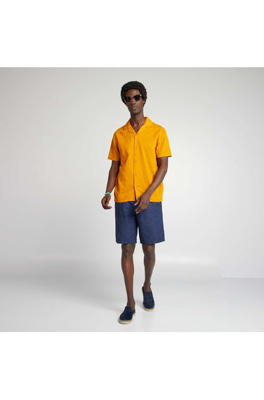 Textured short-sleeved shirt YELLOW