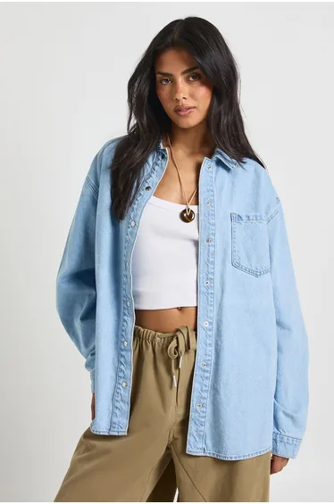 Oversized Denim Shirt - bleach wash