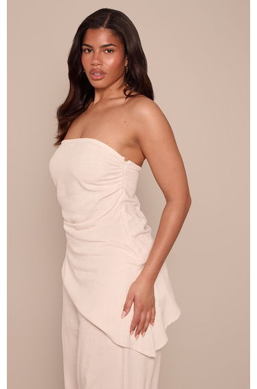 Shape Stone Textured Woven Asymmetric Bandeau Top