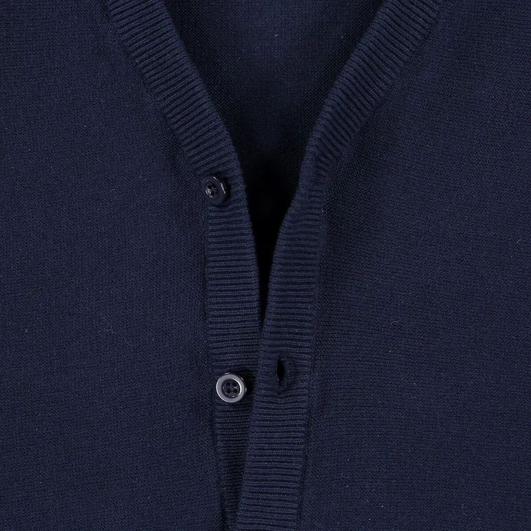Organic Cotton Buttoned Cardigan with V-Neck - 3