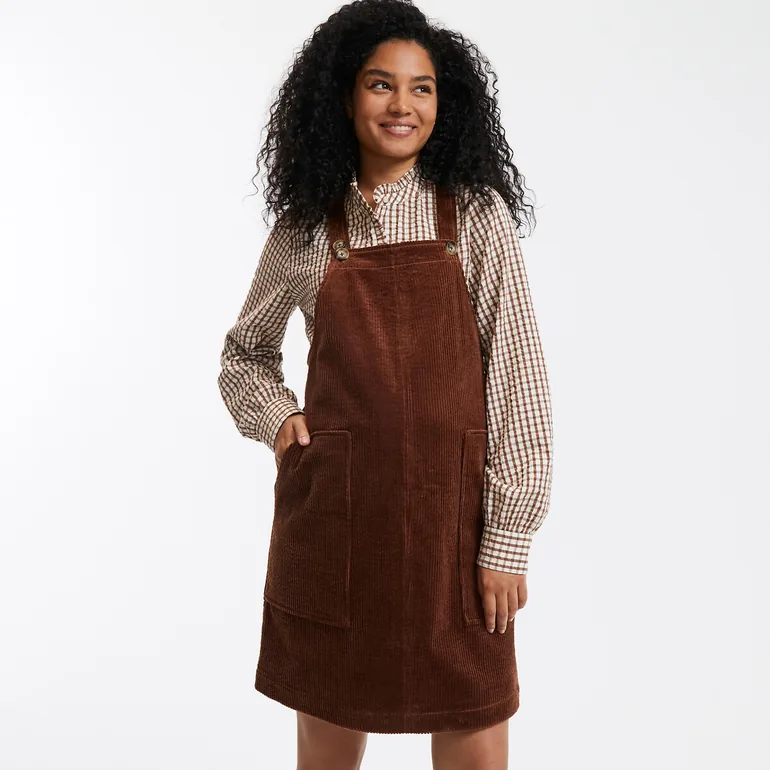 brown dungaree dress Corduroy dungaree dress Mika