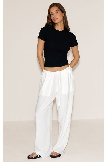 Black Soft Rib Crew Neck Short Sleeve Top