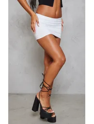 White Slinky Basic Low Rise Extreme Micro Mini Skirt