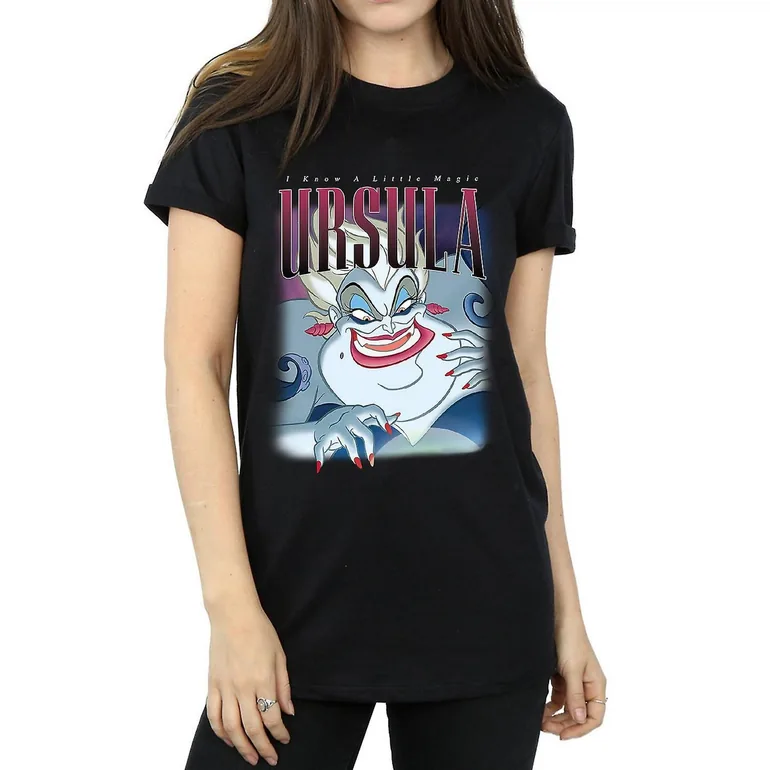 The Little Mermaid Womens/Ladies Ursula Montage Cotton Boyfriend T-Shirt - Black - 1