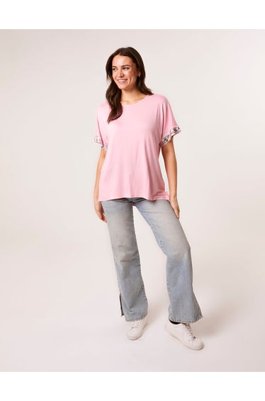Sequin Trim Oversized Top